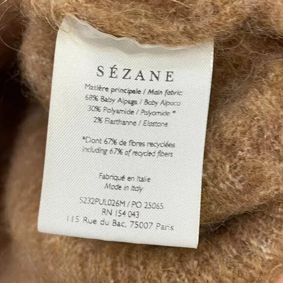 EUC Sézane Otis Alpaca Blend Mock Neck Sweater Camel Medium - Picture 8 of 9